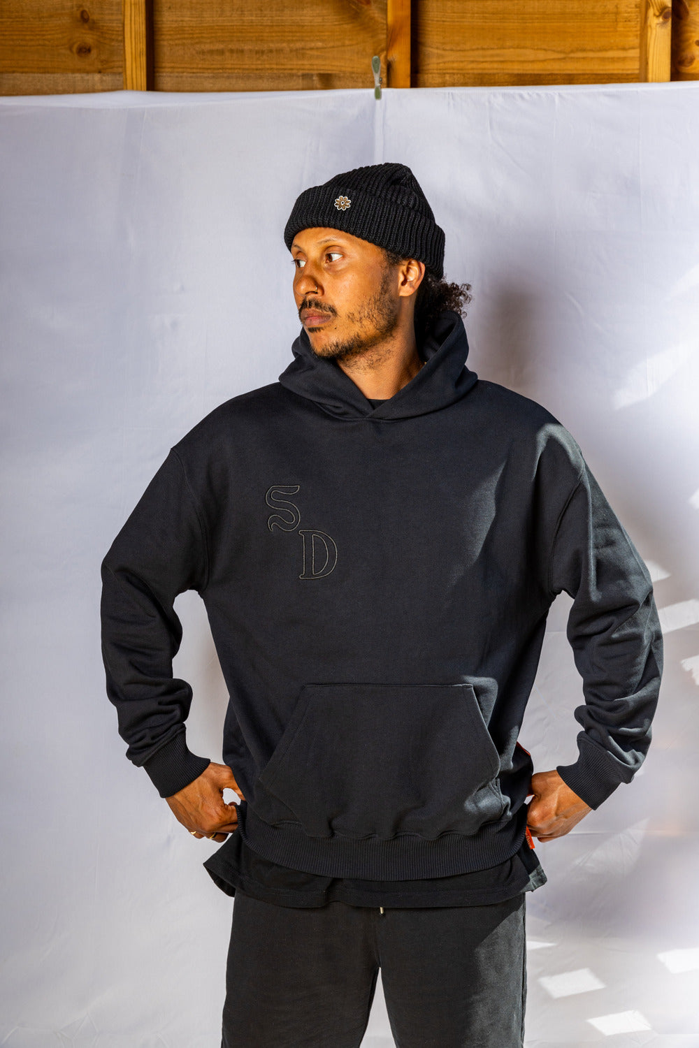 Grow More Button Beanie - Black